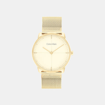 Ck Iconic Unisex Quartz Champagne Dial Analog Mesh Watch 25200159