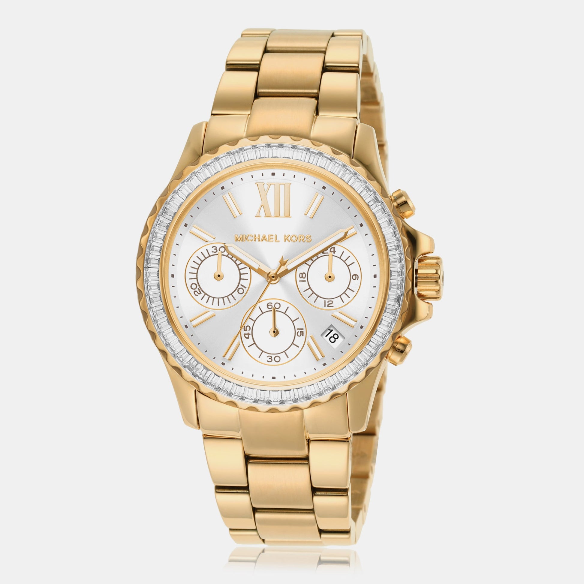 Everest Women Quartz White Dial Chronograph Stainless Steel Watch MK7212