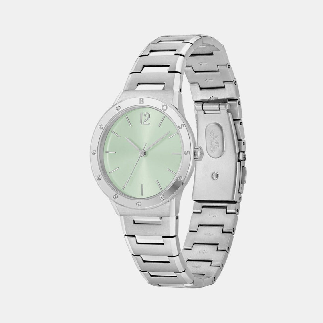 Breath Women Quartz Green Dial Analog Stainless Steel Watch 1502716