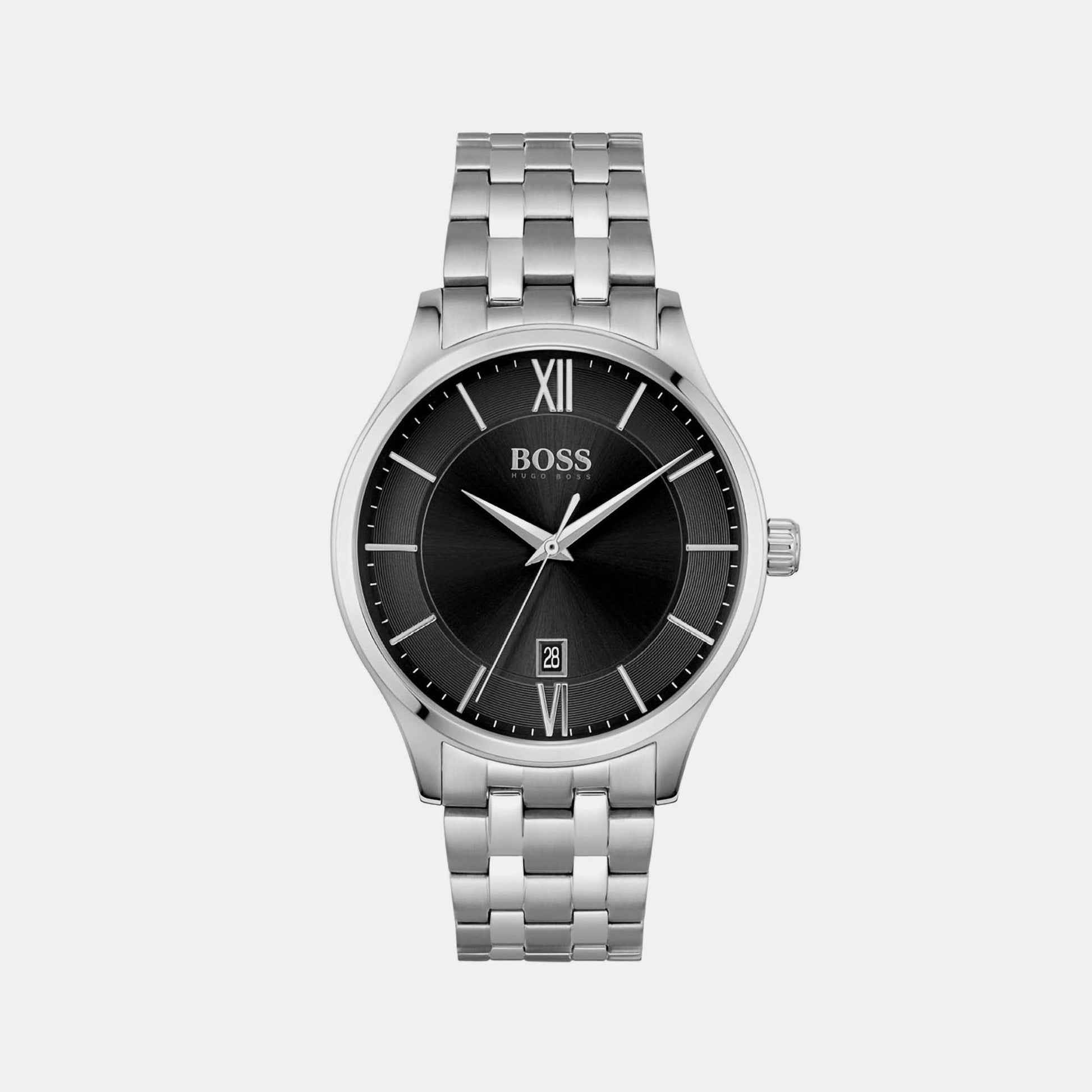 Elite Men Quartz Black Dial Analog Stainless Steel Watch 1513896