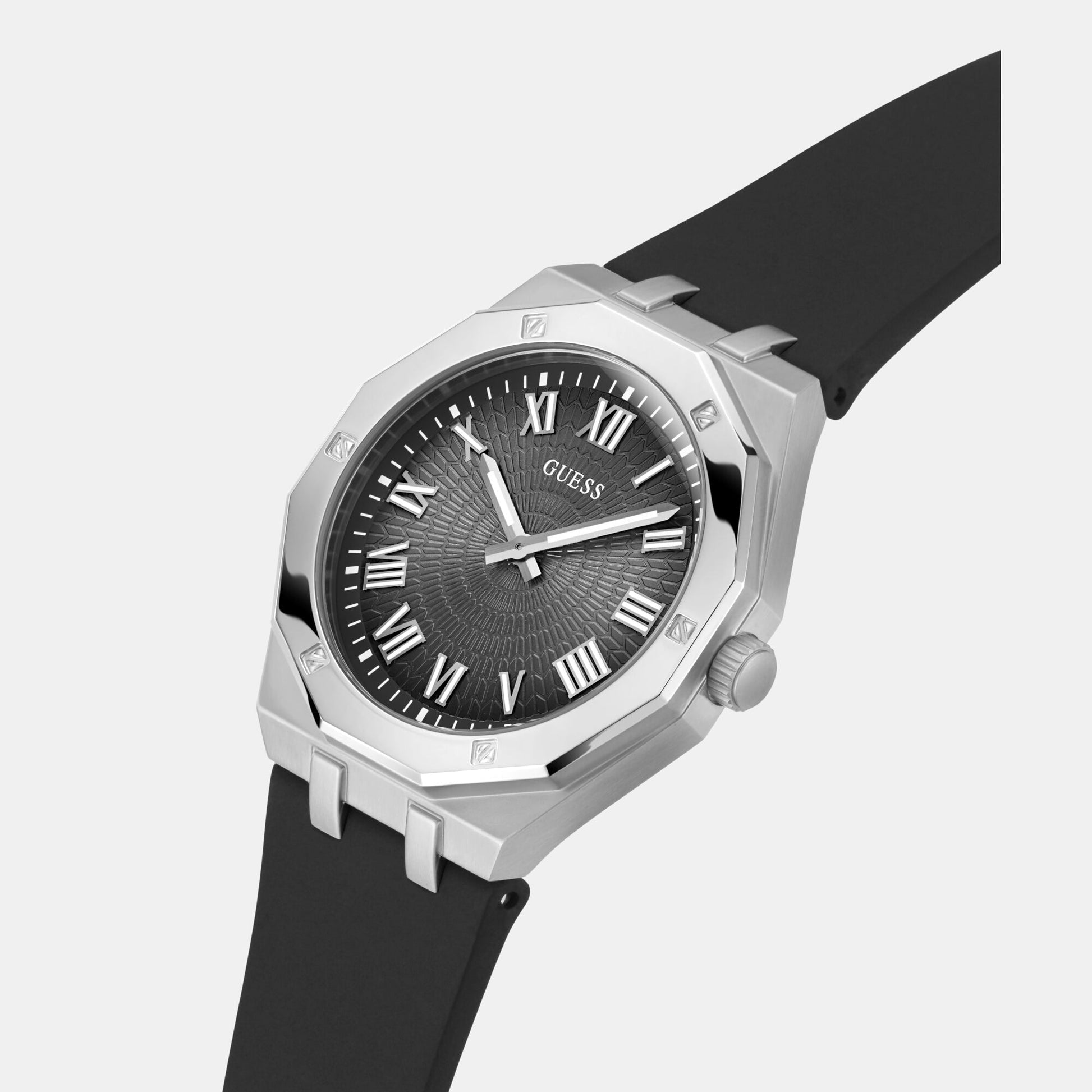 Asset Men Quartz Black Dial Analog Silicone Watch GW0663G1