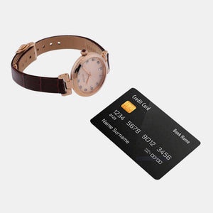 Dress Women Quartz Rose Gold Dial Analog Leather Watch SRZ548P1