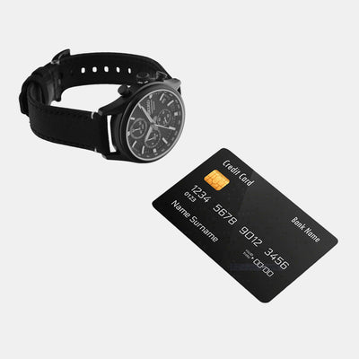 Dress Men Quartz Black Dial Chronograph Leather Watch SSB421P1