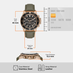 Everest Men Quartz Two Tone Dial Chronograph Leather Watch MK9090
