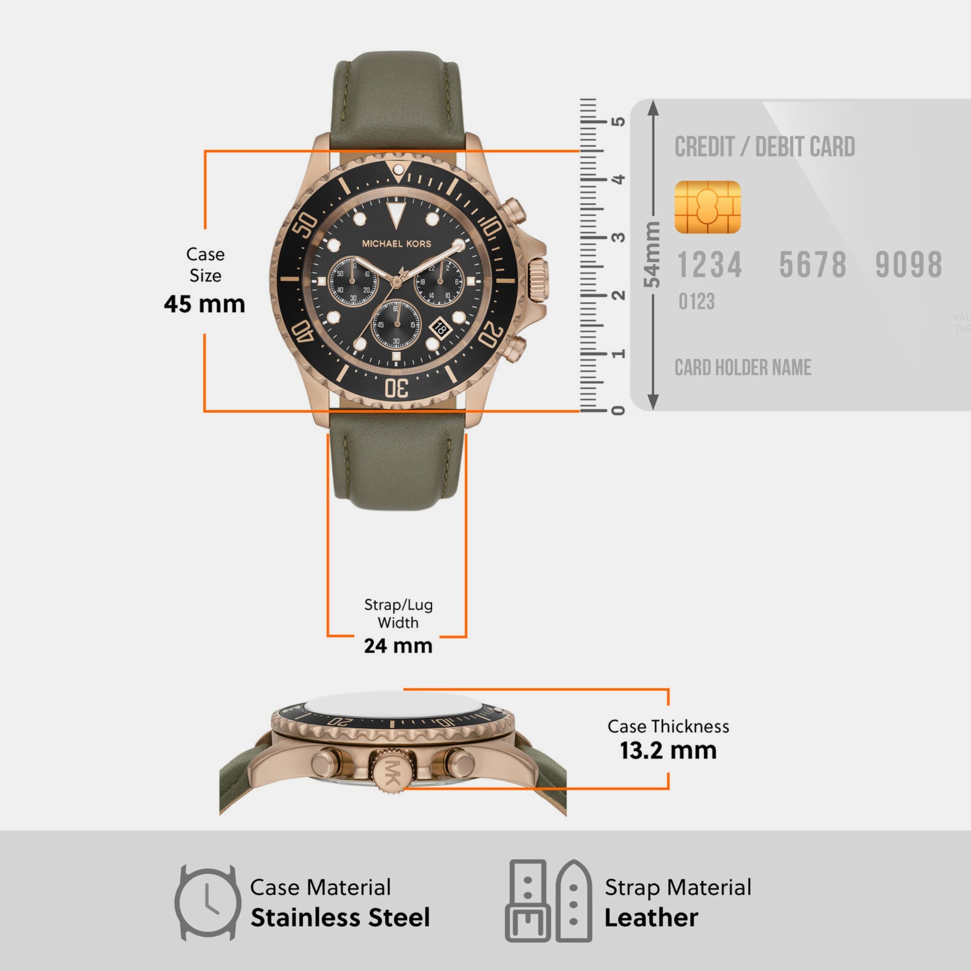 Everest Men Quartz Two Tone Dial Chronograph Leather Watch MK9090