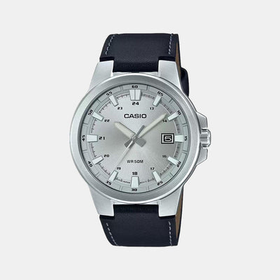 Enticer Men Quartz Silver Dial Analog Leather Watch A1825