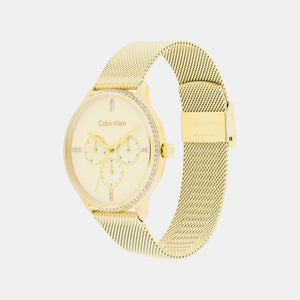 Ck Dress Women Quartz Gold Dial Multi-Function Mesh Watch 25200372