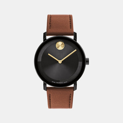 Bold Evolution Men Quartz Black Dial Analog Leather Watch 3601083