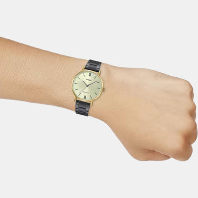 Enticer Women Quartz Yellow Dial Analog Stainless Steel Watch A1956