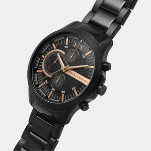 Hampton Men Quartz Black Dial Chronograph Stainless Steel Watch AX2429