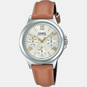 Enticer Women Quartz White Dial Multi-Function Leather Watch A1703
