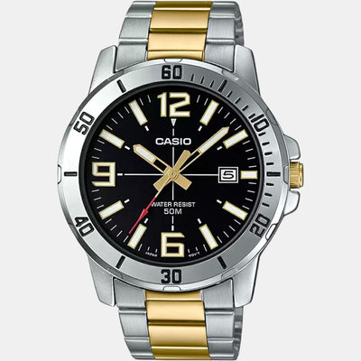 Enticer Men Quartz Black Dial Analog Stainless Steel Watch A1735