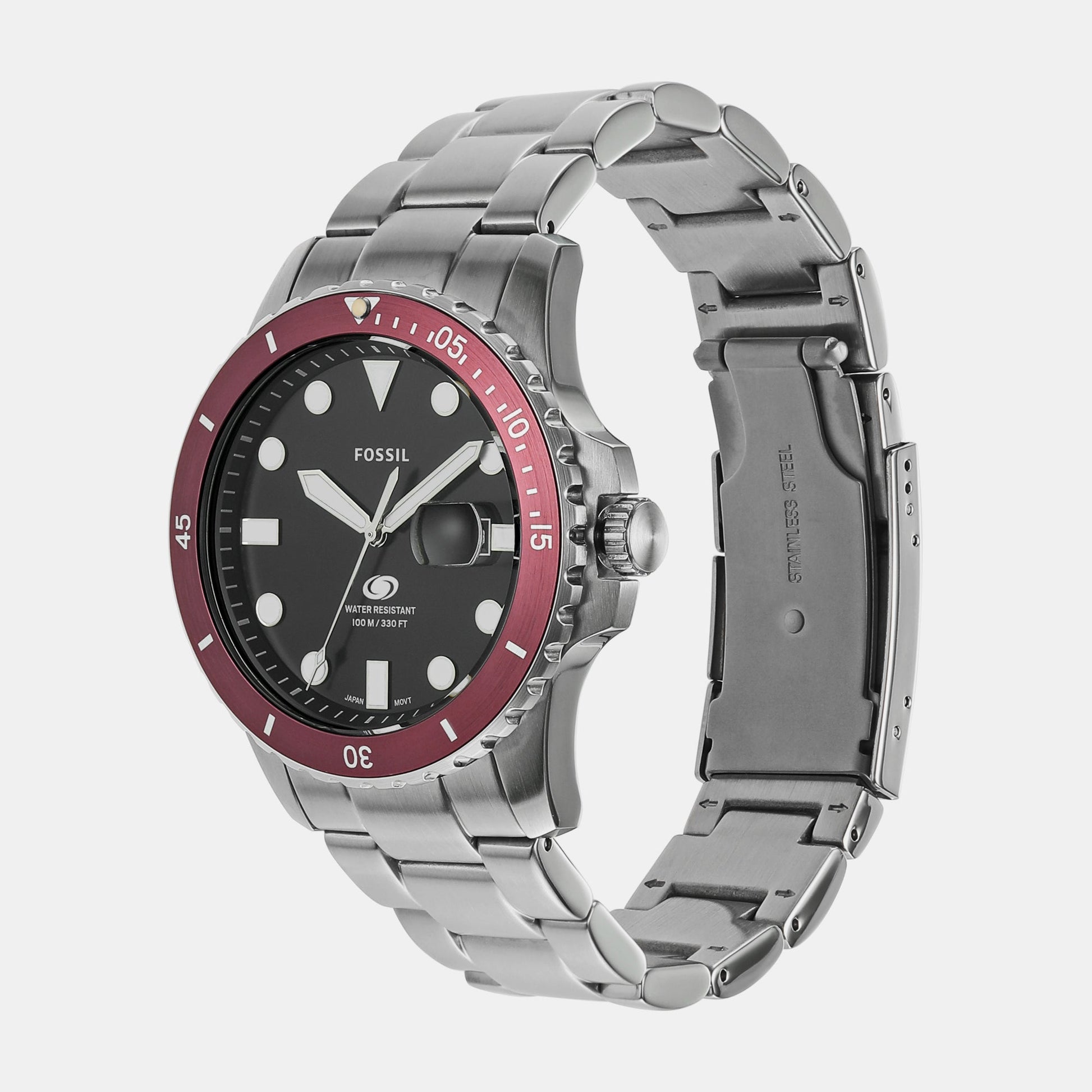 Fossil Blue Dive Men Quartz Black Dial Analog Stainless Steel Watch FS6013