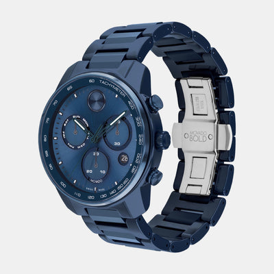 Bold Men Quartz Blue Dial Chronograph Ceramic Watch 3601117