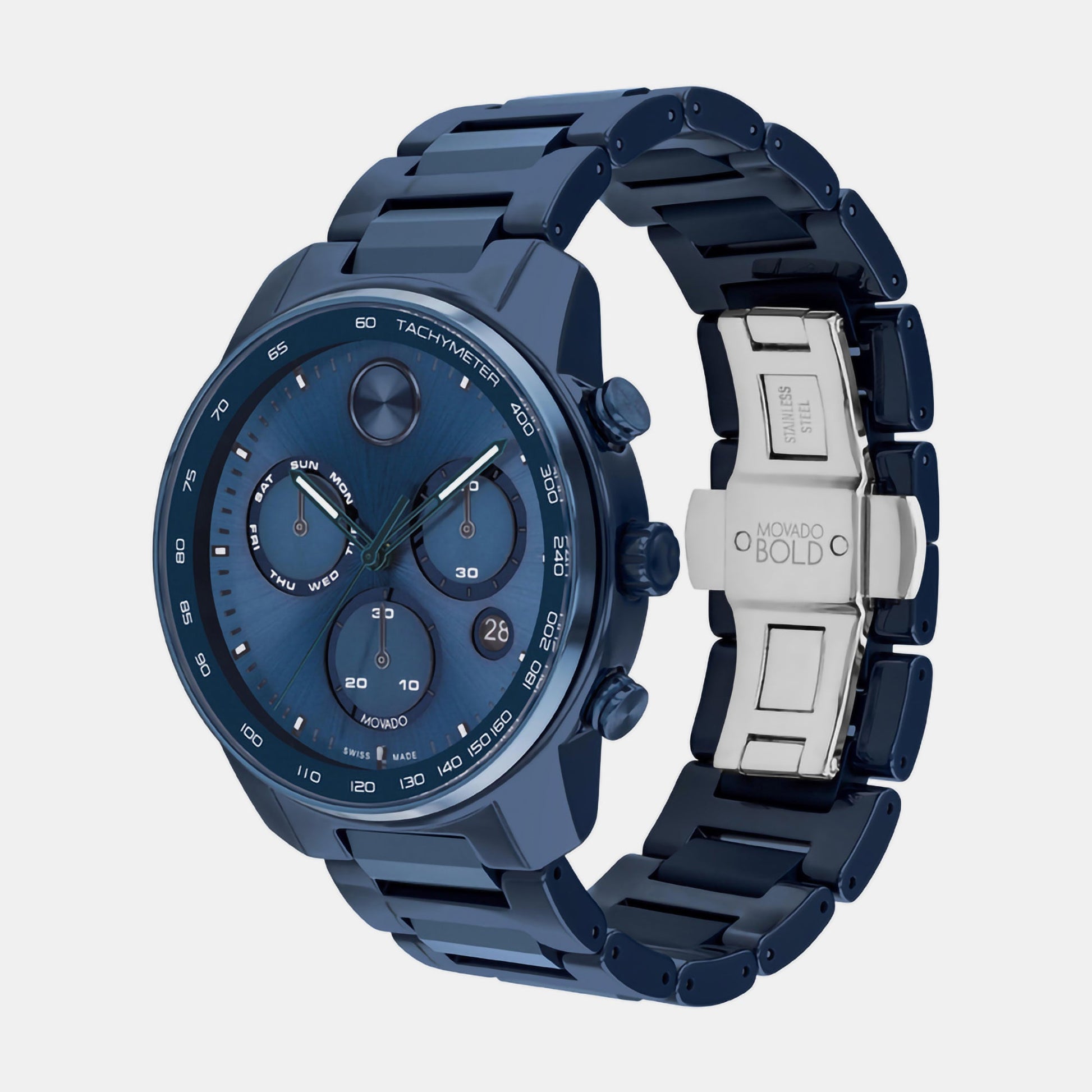 Bold Men Quartz Blue Dial Chronograph Ceramic Watch 3601117