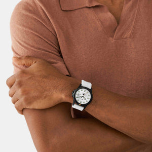 Fossil Blue Dive Men Quartz White Dial Analog Silicone Watch FS5999