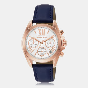Bradshaw Women Quartz White Dial Chronograph Leather Watch MK2960