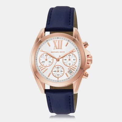 Bradshaw Women Quartz White Dial Chronograph Leather Watch MK2960