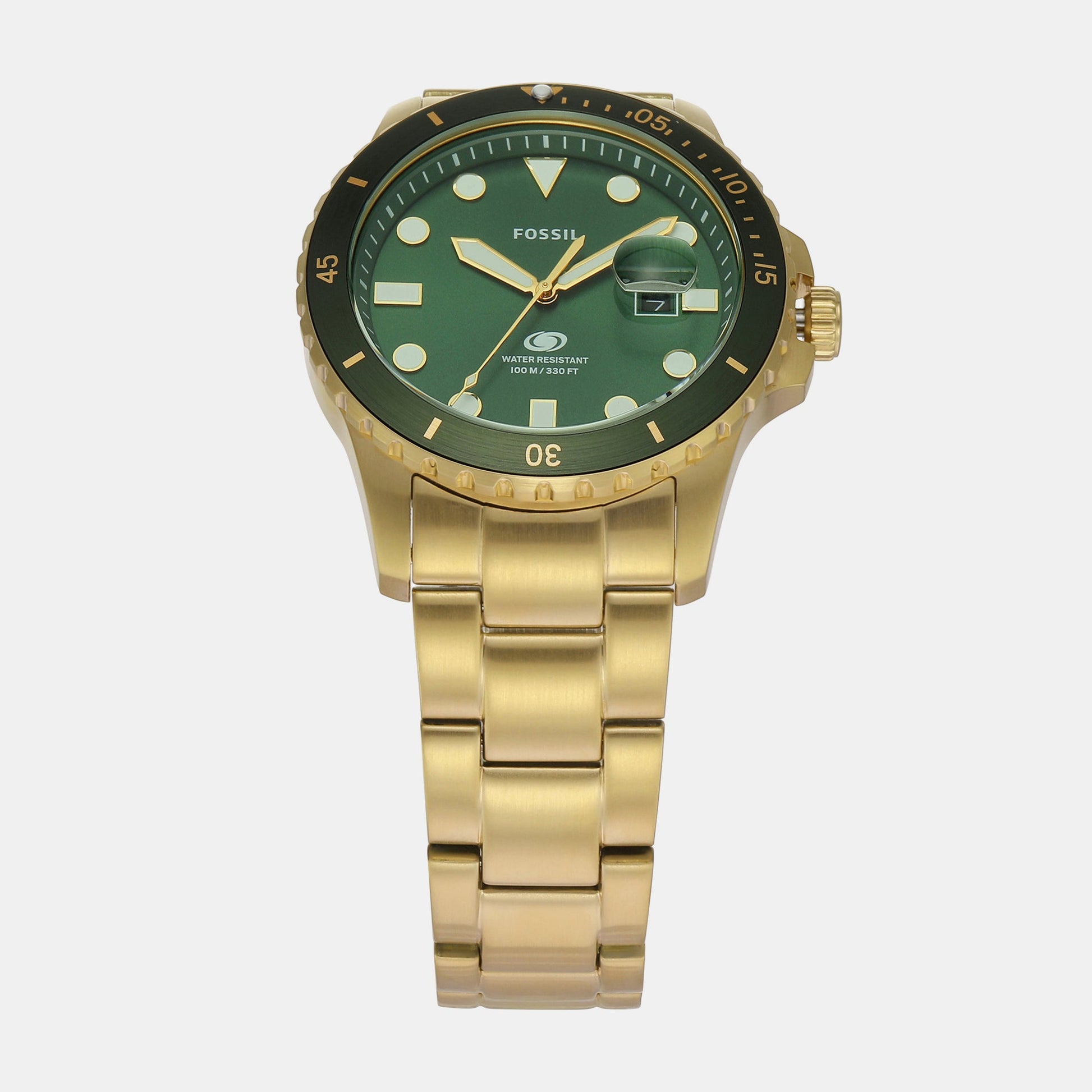 Fossil Blue Dive Men Quartz Green Dial Analog Stainless Steel Watch FS6030