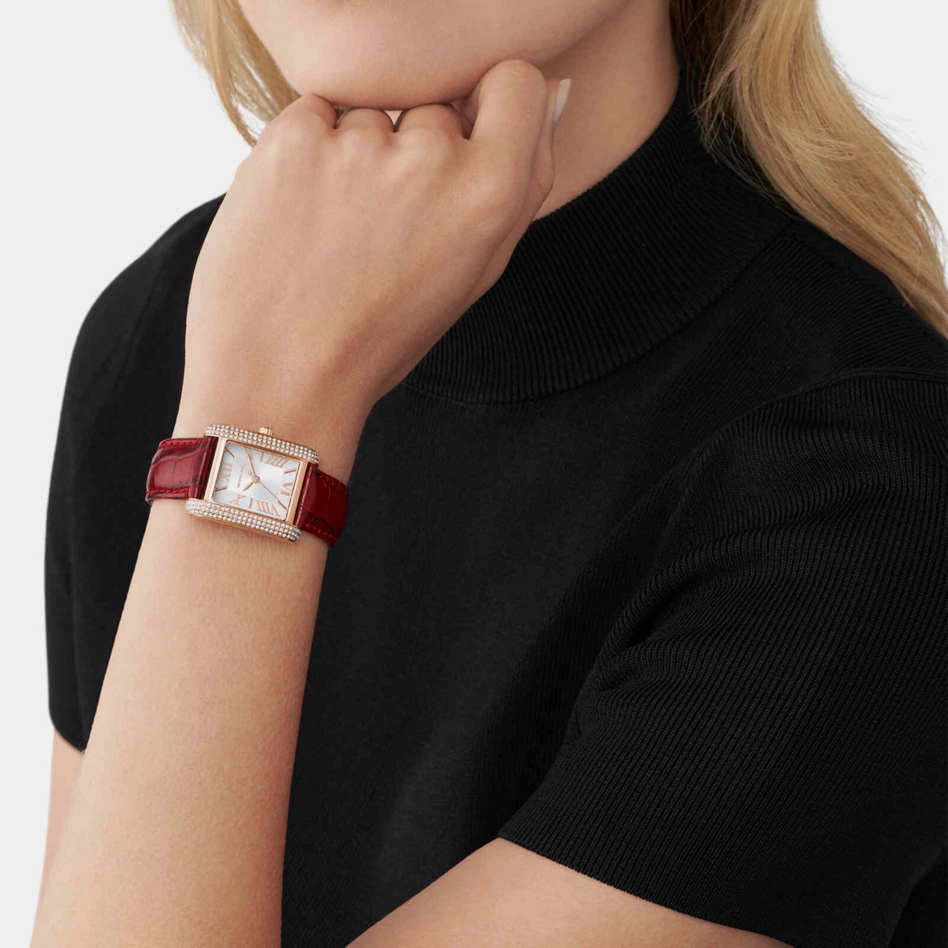 Emery Women Quartz White Dial Analog Leather Watch MK4689