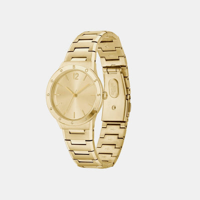 Breath Women Quartz Gold Dial Analog Stainless Steel Watch 1502715