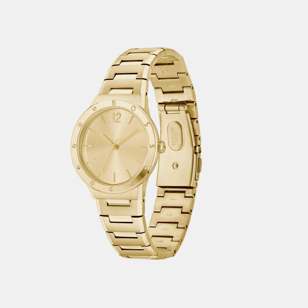 Breath Women Quartz Gold Dial Analog Stainless Steel Watch 1502715