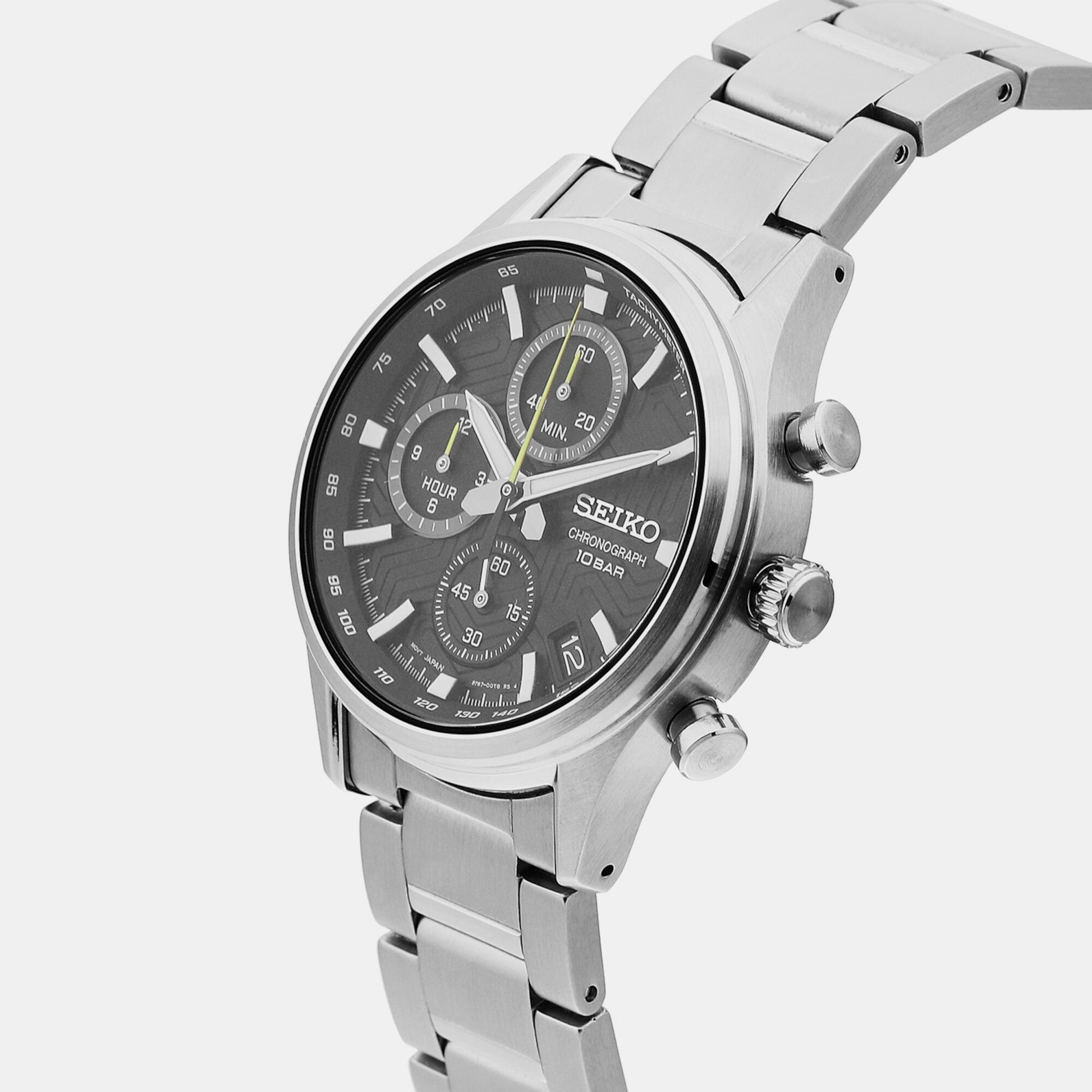 Dress Men Quartz Black Dial Chronograph Stainless Steel Watch SSB419P1