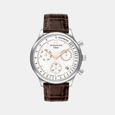 Heritage Men Quartz White Dial Chronograph Leather Watch 3650132