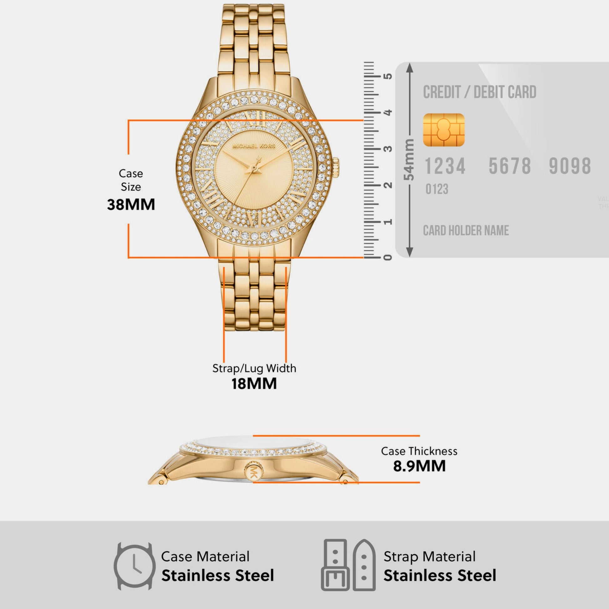 Harlowe Women Quartz Gold Dial Analog Stainless Steel Watch MK4709