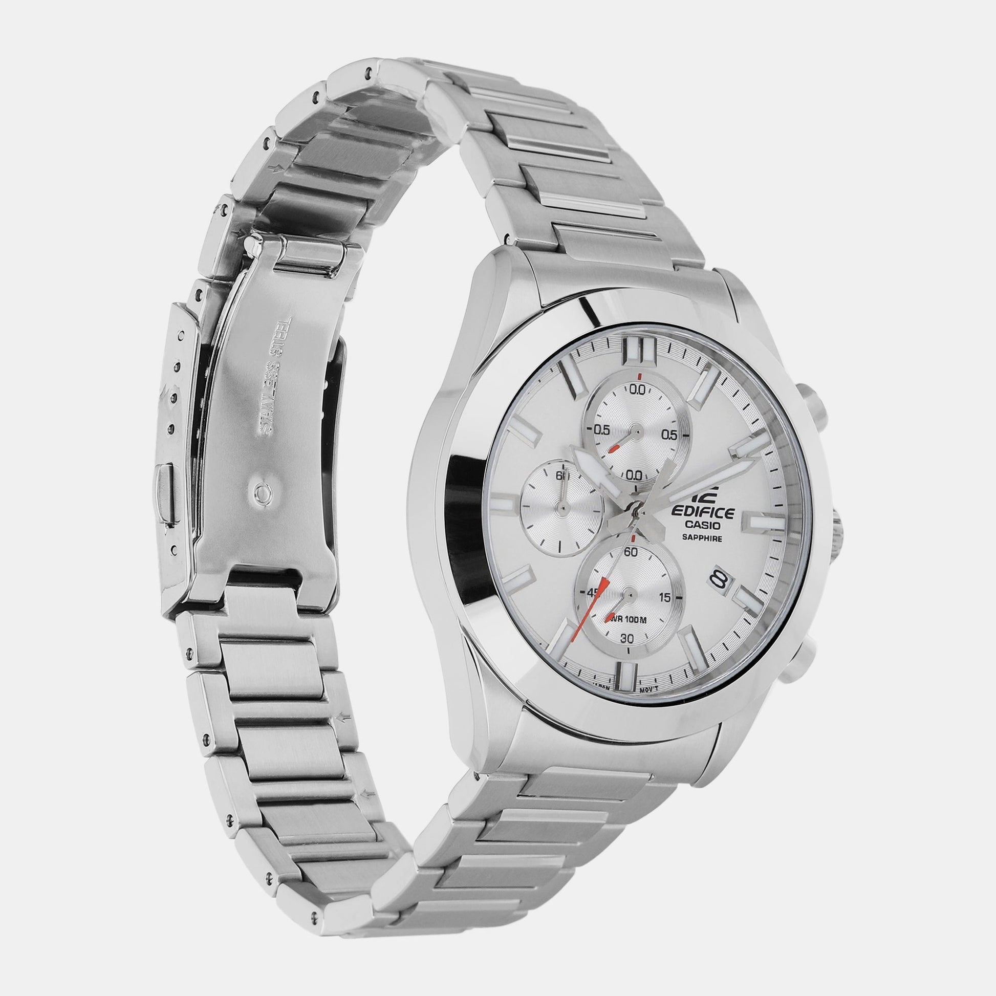 Edifice Men Quartz Silver Dial Chronograph Stainless Steel Watch ED582