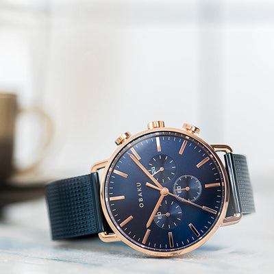 Havn-Ocean Men Quartz Blue Dial Analog Stainless Steel Watch V232GCVLML