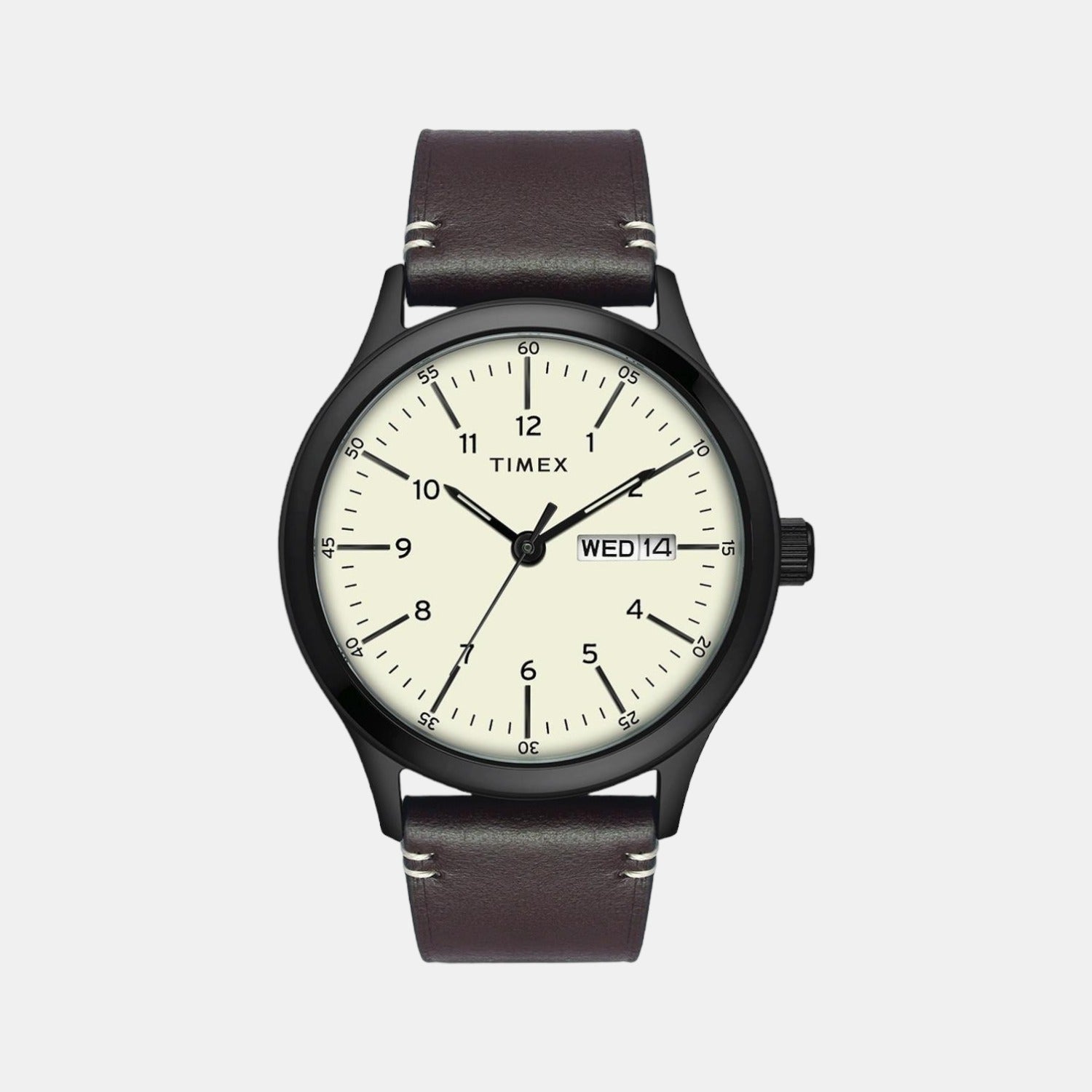 Fashion Men Quartz Beige Dial Analog Leather Watch TWEG19702