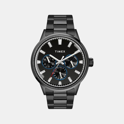 Fashion Men Quartz Black Dial Chronograph Stainless Steel Watch TWEG19911