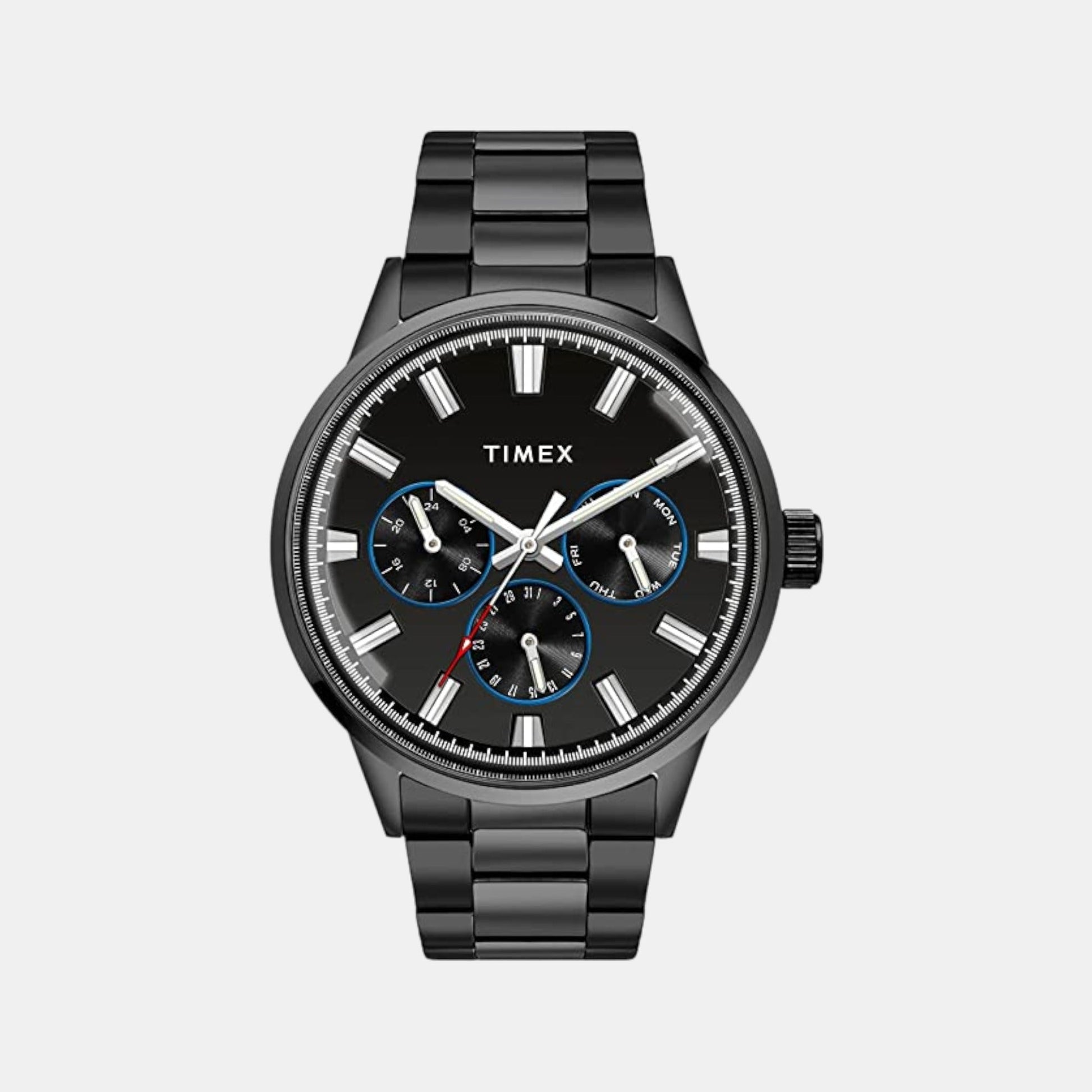 Fashion Men Quartz Black Dial Chronograph Stainless Steel Watch TWEG19911