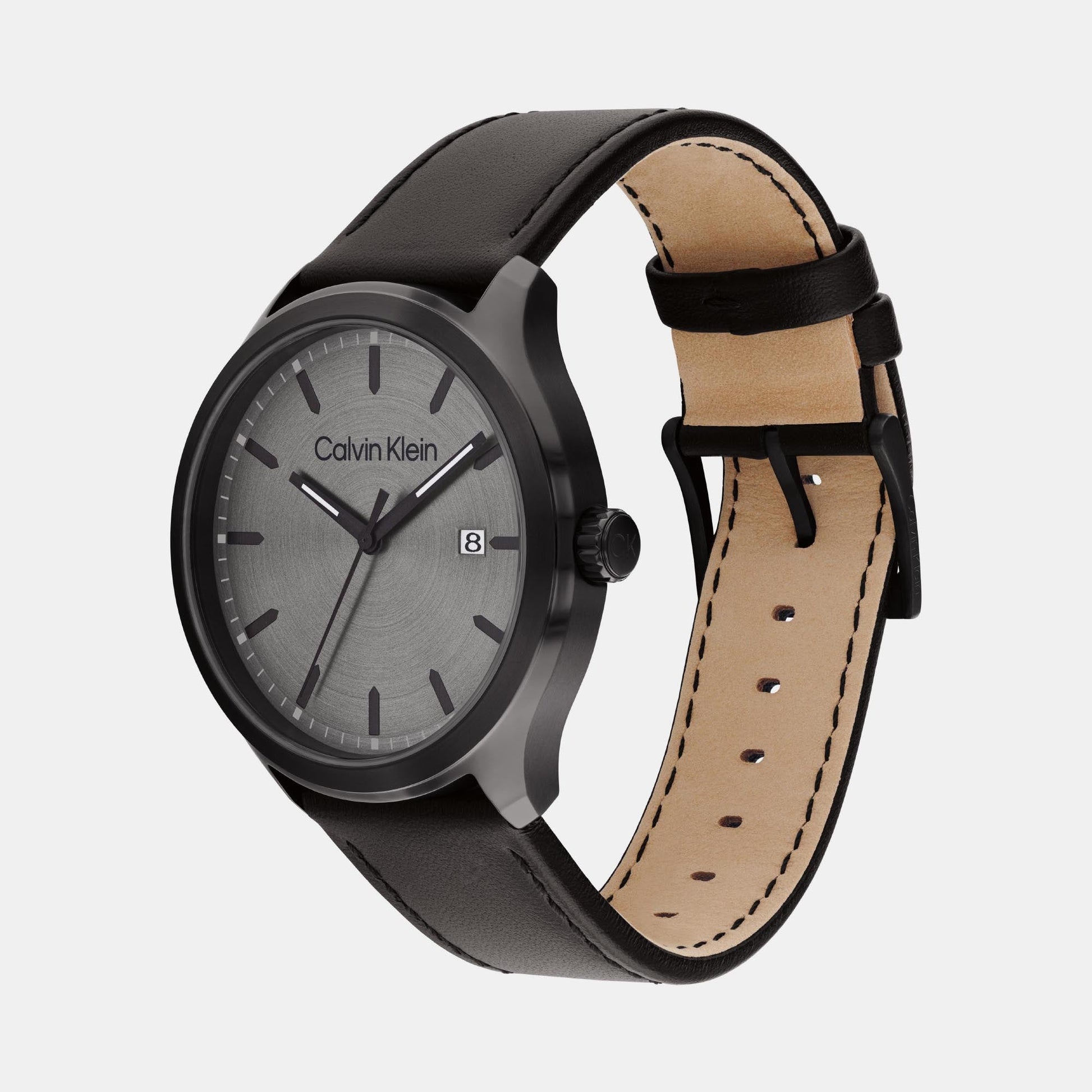 Define Men Quartz Grey Dial Analog Leather Watch 25200355