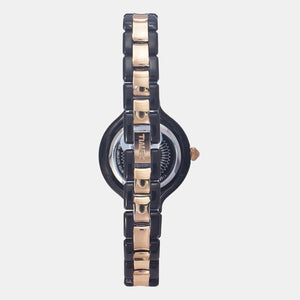 Fria Women Quartz Black Dial Analog Stainless Steel Watch TWEL14010