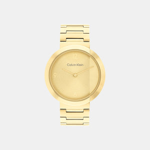 Ck Eccentric Unisex Quartz Gold Dial Analog Stainless Steel Watch 25200290