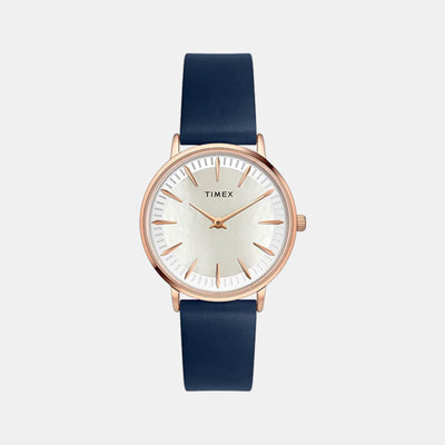 Fashion Women Quartz White Dial Analog Leather Watch TWEL15605