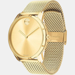 Bold Men Quartz Gold Dial Analog Stainless Steel Watch 3600588