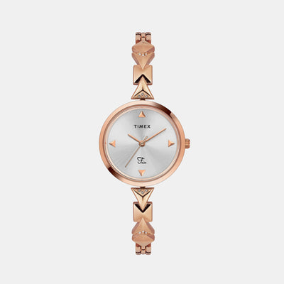 Fria Women Quartz Silver Dial Analog Brass Watch TWEL18302