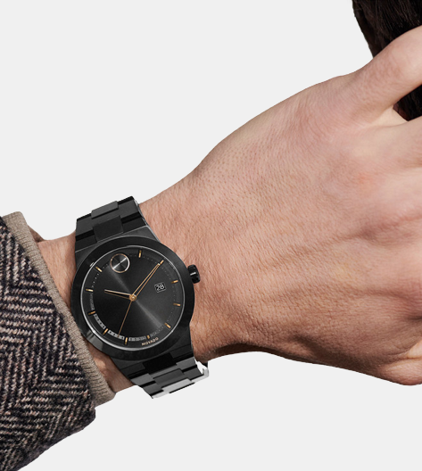 Bold Men Quartz Black Dial Analog Stainless Steel Watch 3600662