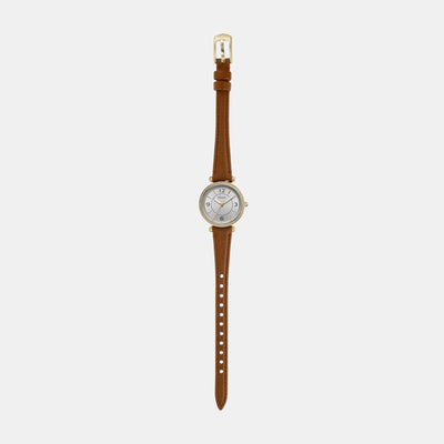 Carlie Women Quartz Silver Dial Analog Leather Watch ES5297