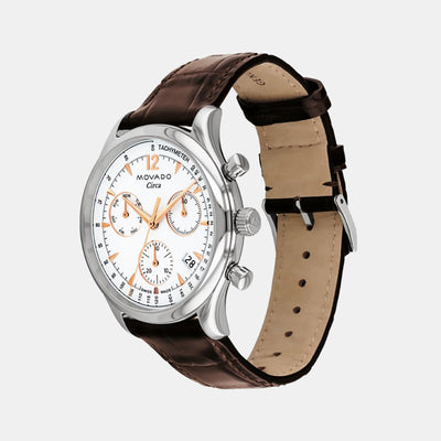 Heritage Men Quartz White Dial Chronograph Leather Watch 3650132