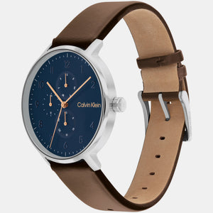 Ck Stun Unisex Quartz Blue Dial Multi-Function Leather Watch 25200406