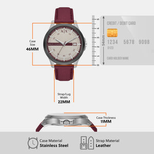 Hampton Men Quartz Grey Dial Analog Leather Watch AX2452
