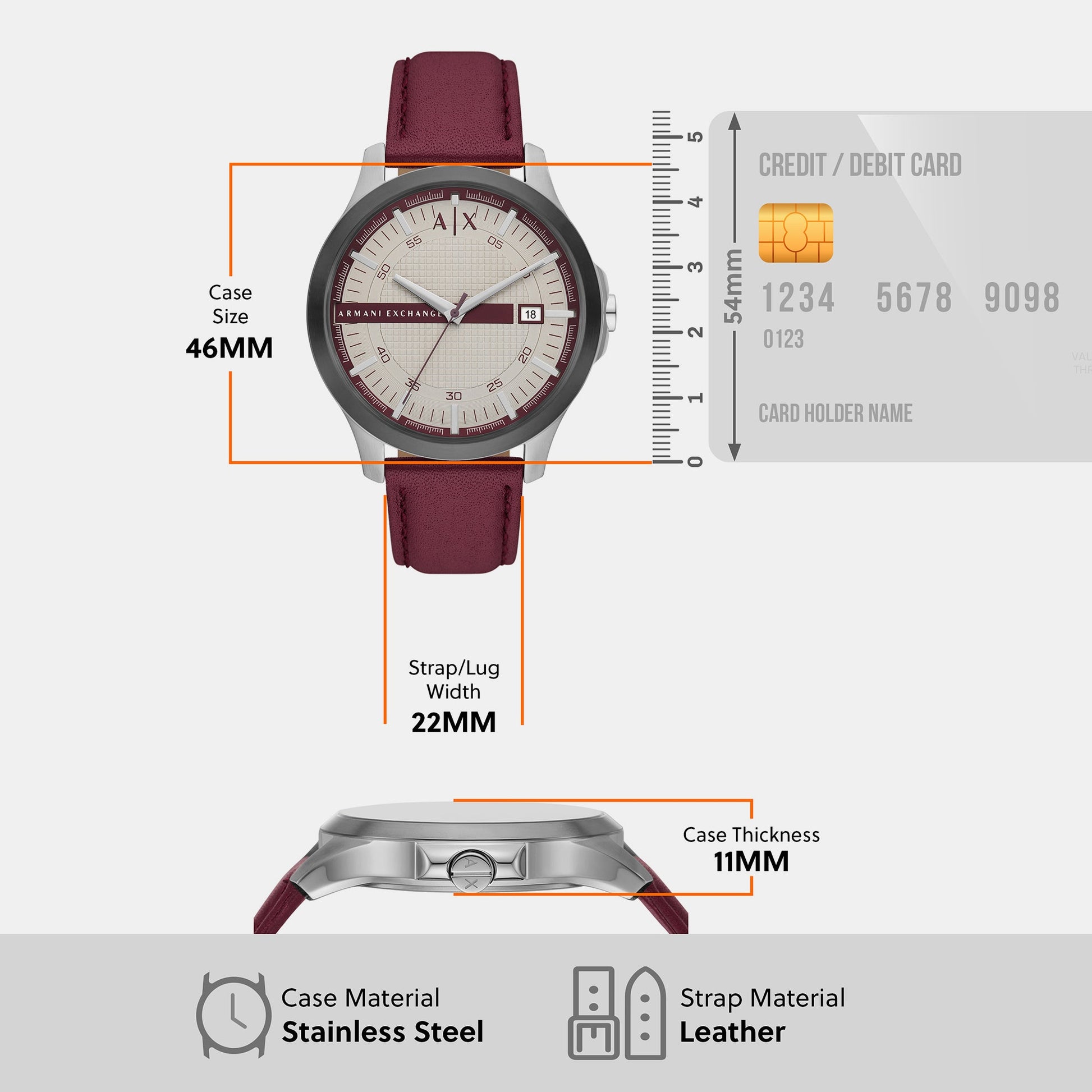 Hampton Men Quartz Grey Dial Analog Leather Watch AX2452