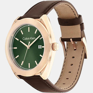 Casual Essentials Men Quartz Green Dial Analog Leather Watch 25200202