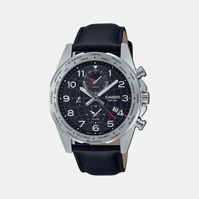Enticer Men Quartz Black Dial Chronograph Leather Watch A2149