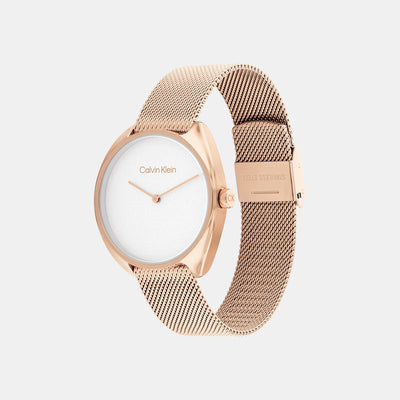 Ck Adorn Women Quartz White Dial Analog Mesh Watch 25200270