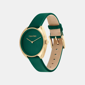 Ck Adorn Women Quartz Green Dial Analog Leather Watch 25200273